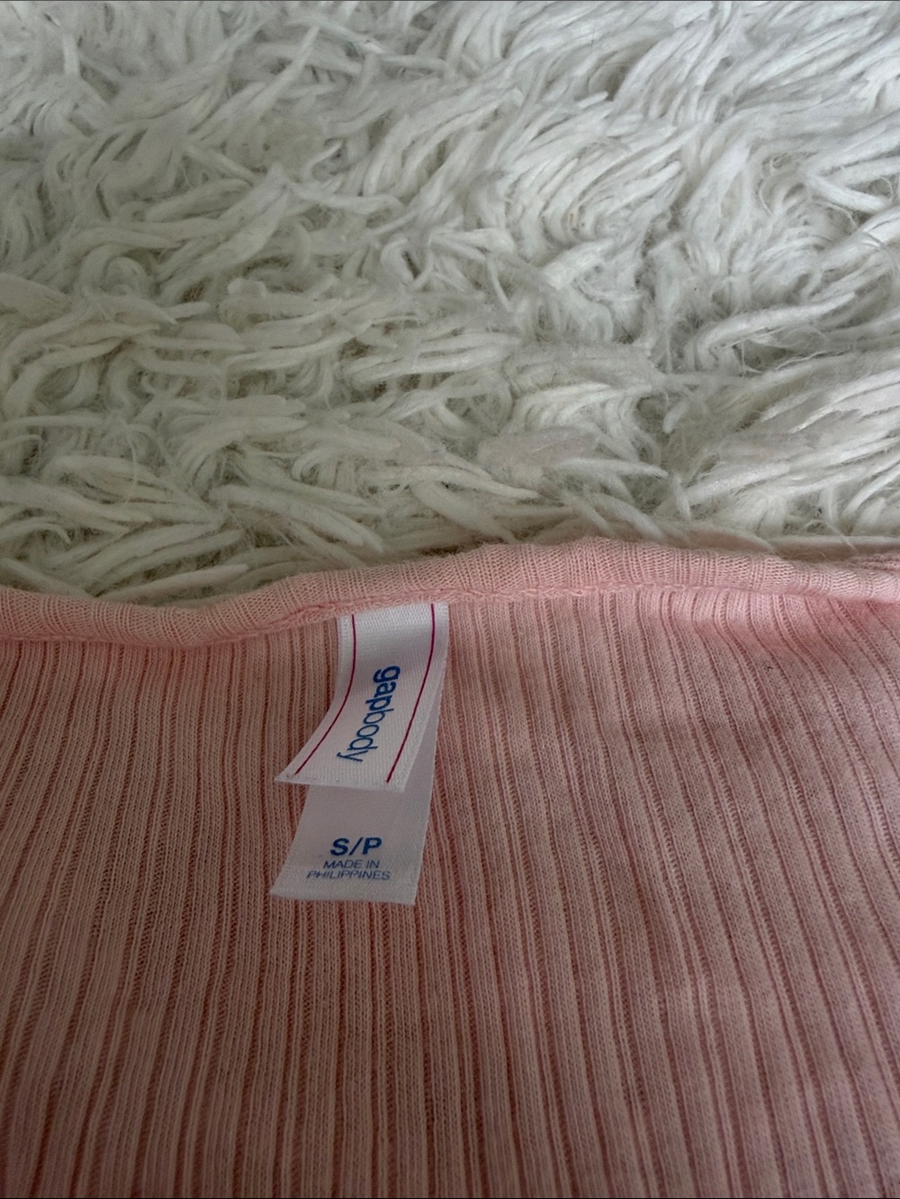 Gap Body Pink Ribbed Ruffle Trim Top Size Small - Picture 2 of 3